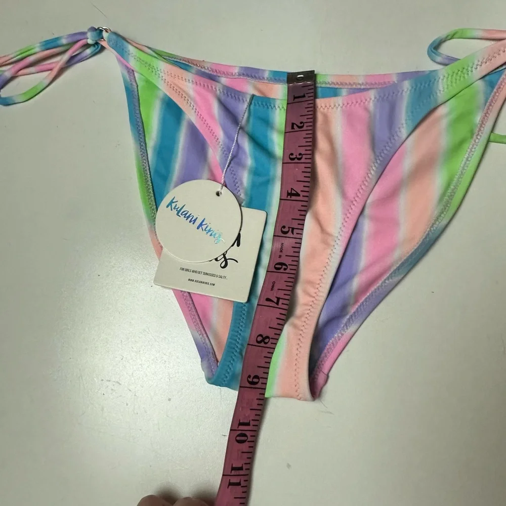 Kulani Kinis Multicolored FullCoverage Tie Sides Fairy Floss Bikini Bottom NWT S